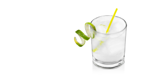 a glass of gin with white background
